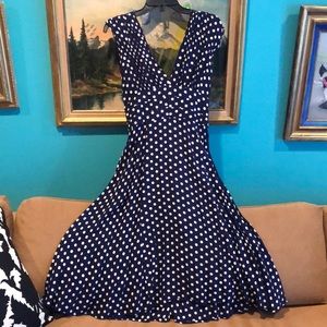 Trashy Diva Big Polka Blue 40s Dress Size 10